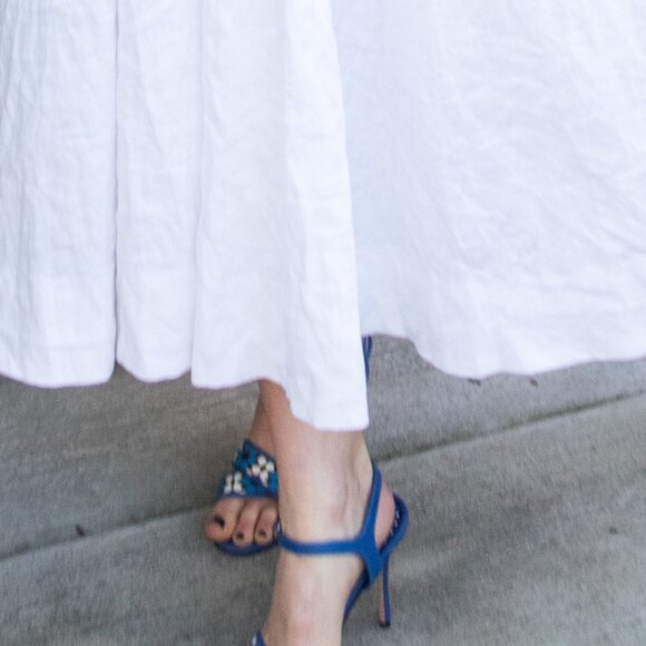 Manolo Blahnik Blue Strappy Leather Printed Sandal Heels - Picture 4 of 6